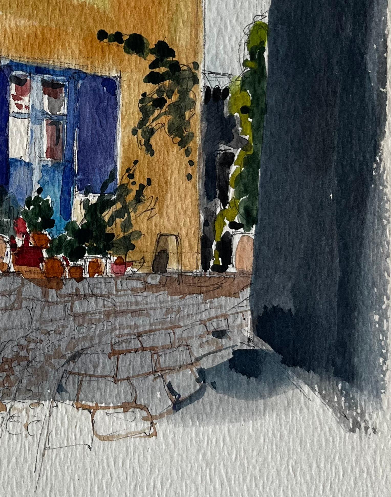 Titolo: Via del villaggio francese Case colorate Sentiero acciottolato e persiane blu Acquerello
Artista: Pierre Neveu (francese, nato nel 1929)
Medium: Acquerello su carta da artisti, senza cornice
Dimensioni (H. x L): 9,75 x 6,25 pollici
Condit: