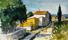 Sablet Provence Village Sunlit Houses Cypress Tree and Summer Landscape