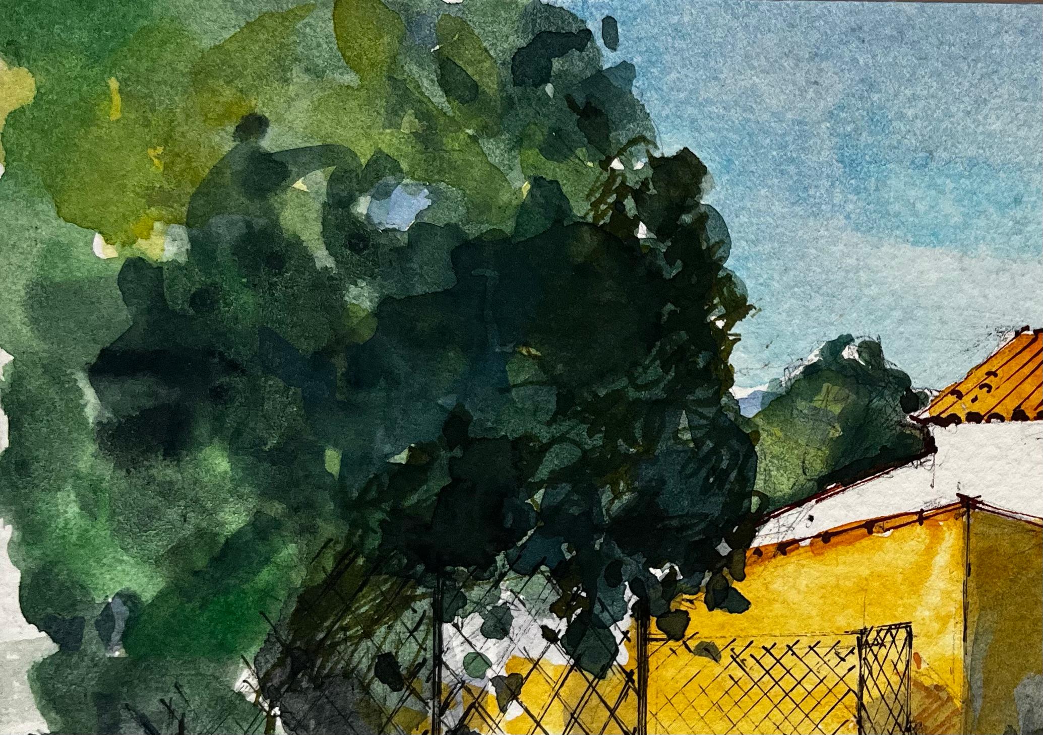 Sablet Provence Village Case illuminate dal sole Cipressi e paesaggio estivo in vendita 1