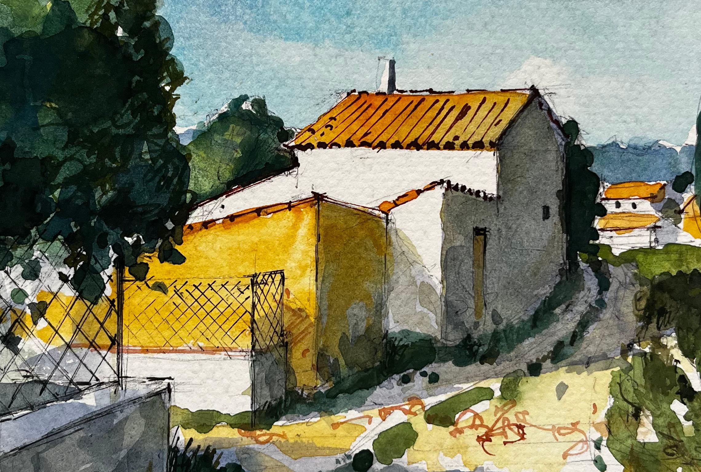 Sablet Provence Village Case illuminate dal sole Cipressi e paesaggio estivo in vendita 2