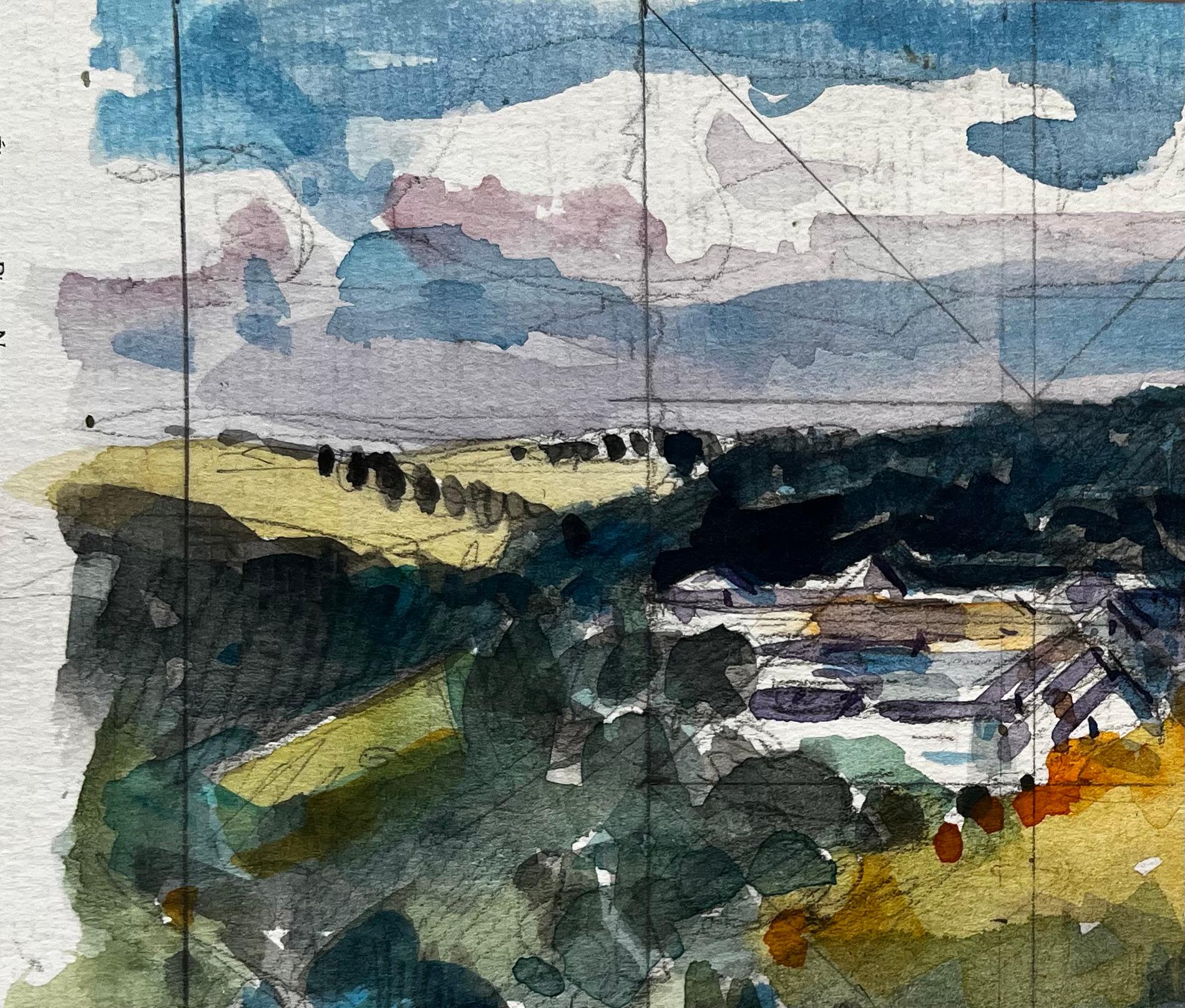 Titre : Vue d'un village sur une colline étendue Campagne Champs Arbres et ciel Aquarelle
Artistics : Pierre Neveu (français né en 1929)
Moyen d'expression : Aquarelle sur papier d'artiste, non encadrée
Taille (H x L) : 6.25 x 8.75 pouces
Condit :