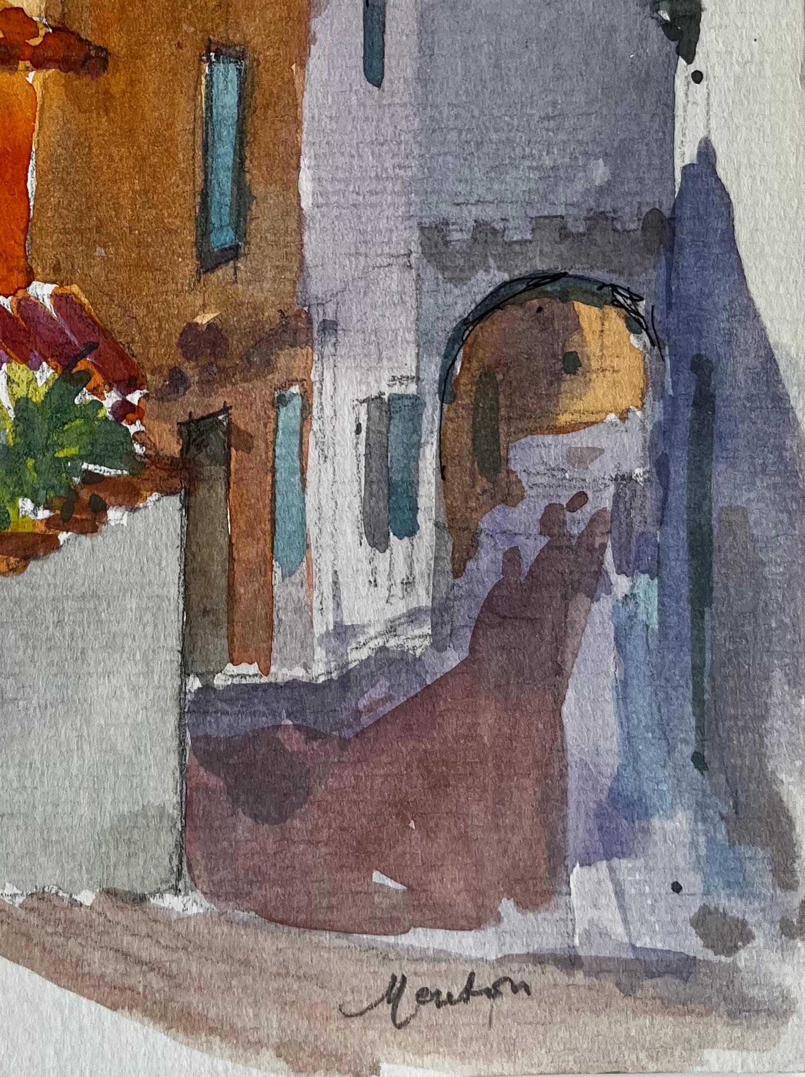 Titolo: Mentone, strada mediterranea illuminata dal sole, colorato villaggio francese, acquerello
Artista: Pierre Neveu (francese, nato nel 1929)
Medium: Acquerello su carta d'artista, senza cornice
Dimensioni (H. x L): 8,5 x 6,25 pollici
Inscritto