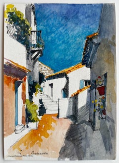 Cucuron, ruelle méditerranéenne ensoleillée Maisons blanchies à la chaux Village français