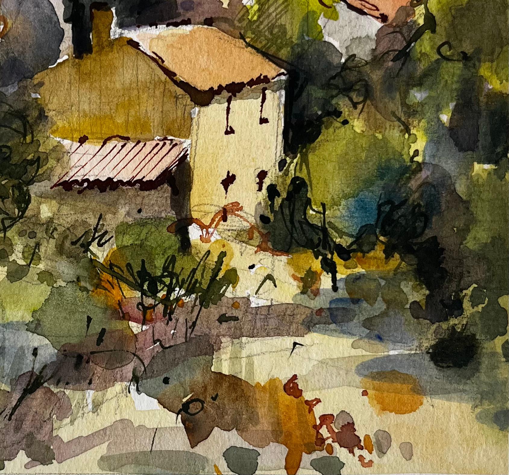 Titolo: Collina della Provenza con case in pietra e alberi rigogliosi Acquerello di paesaggio francese
Artista: Pierre Neveu (francese, nato nel 1929)
Medium: Acquerello su carta d'artista, senza cornice
Dimensioni (H. x L): 8,5 x 6,25