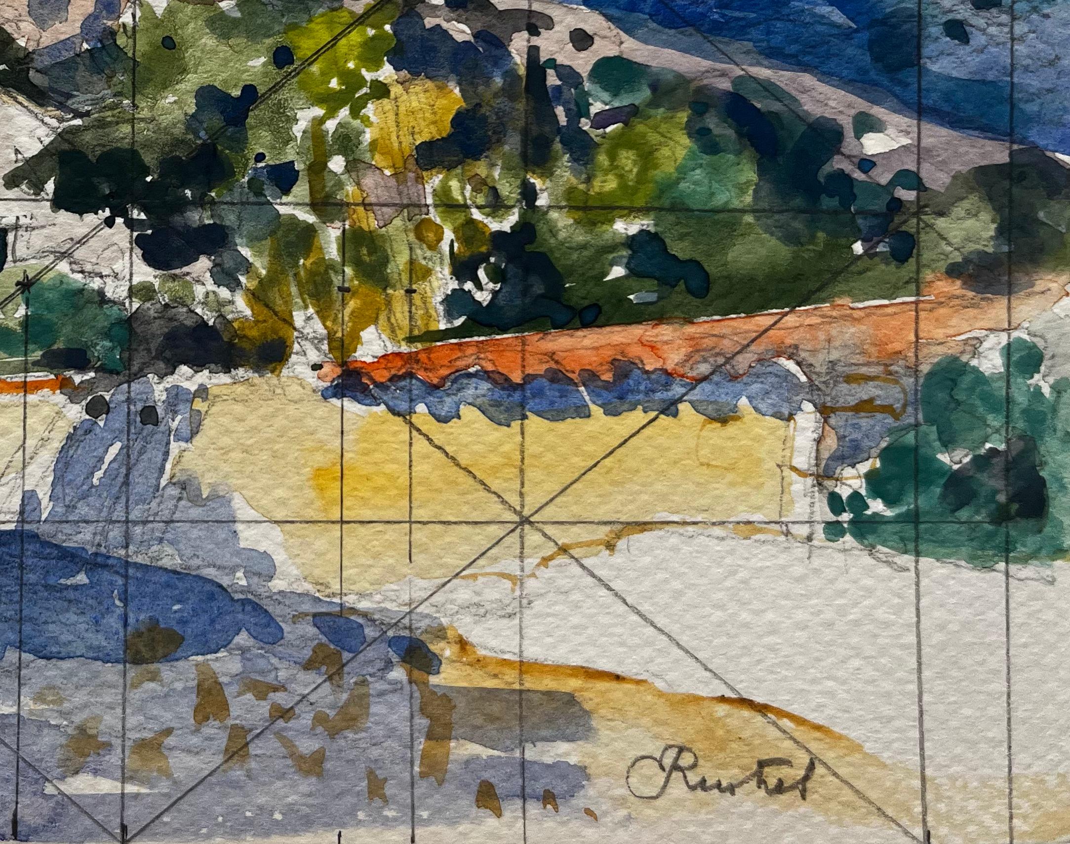 Titolo: Revestel Provenza Paesaggio montano con case di pietra Acquerello francese
Artista: Pierre Neveu (francese, nato nel 1929)
Medium: Acquerello su carta d'artista, senza cornice
Dimensioni (H. x L): 6 x 8,25 pollici
Condit: Complessivamente