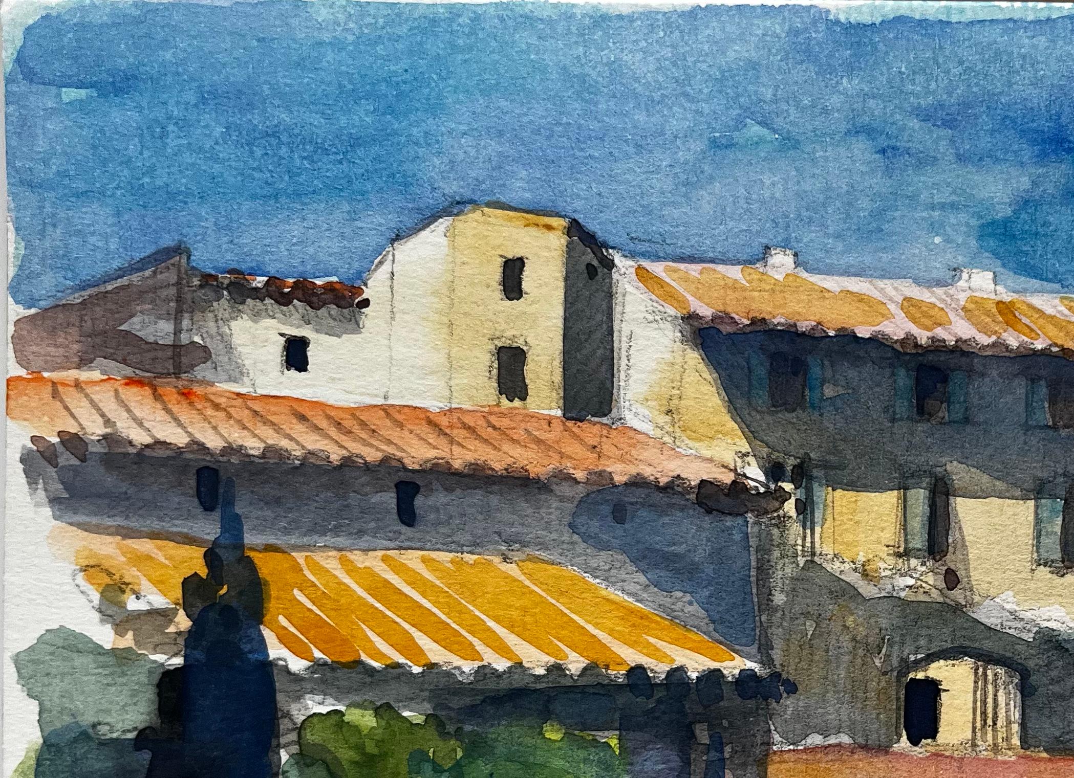 Provence-Dorf mit Kirchturm und Terrakotta-Dächern Französische Landschaft im Angebot 2