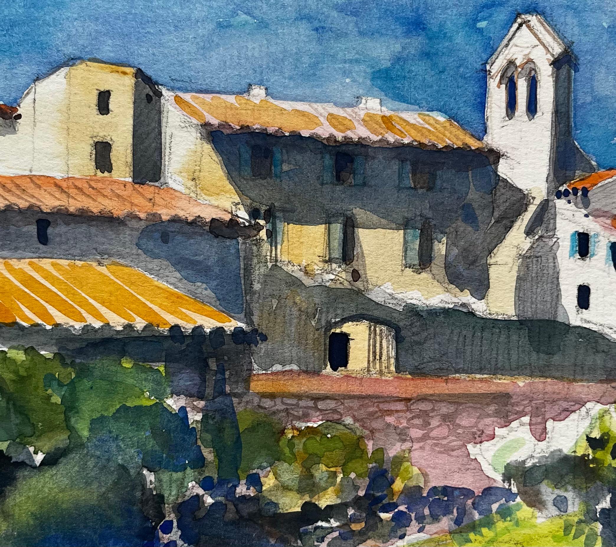 Provence-Dorf mit Kirchturm und Terrakotta-Dächern Französische Landschaft im Angebot 3
