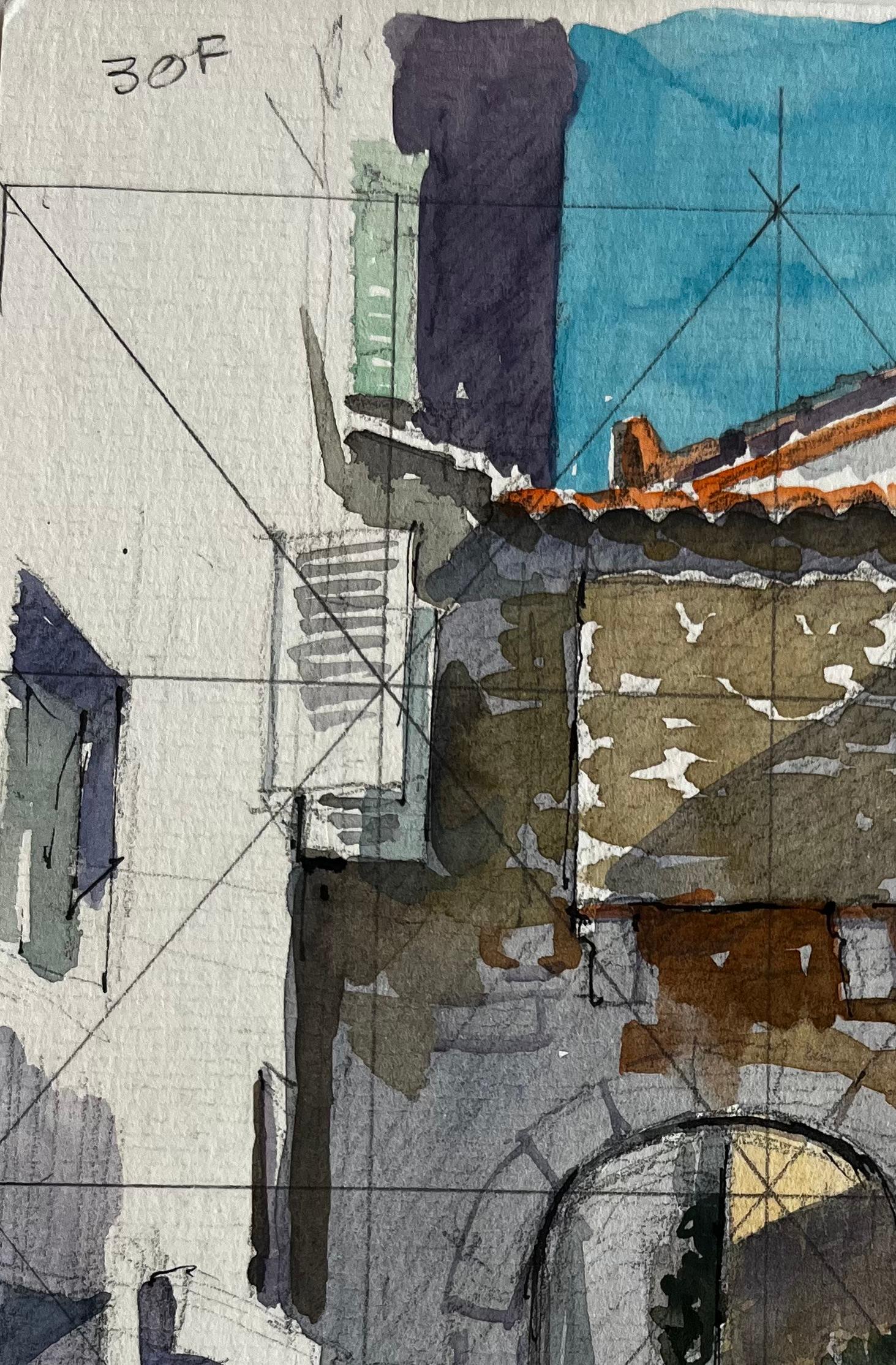 Titre : Bargemon Provence Arche en pierre Marches ensoleillées Village français Aquarelle
Artistics : Pierre Neveu (français né en 1929)
Moyen d'expression : Aquarelle sur papier d'artiste, non encadrée
Taille (H x L) : 8.5 x 6.25 pouces
Condit :