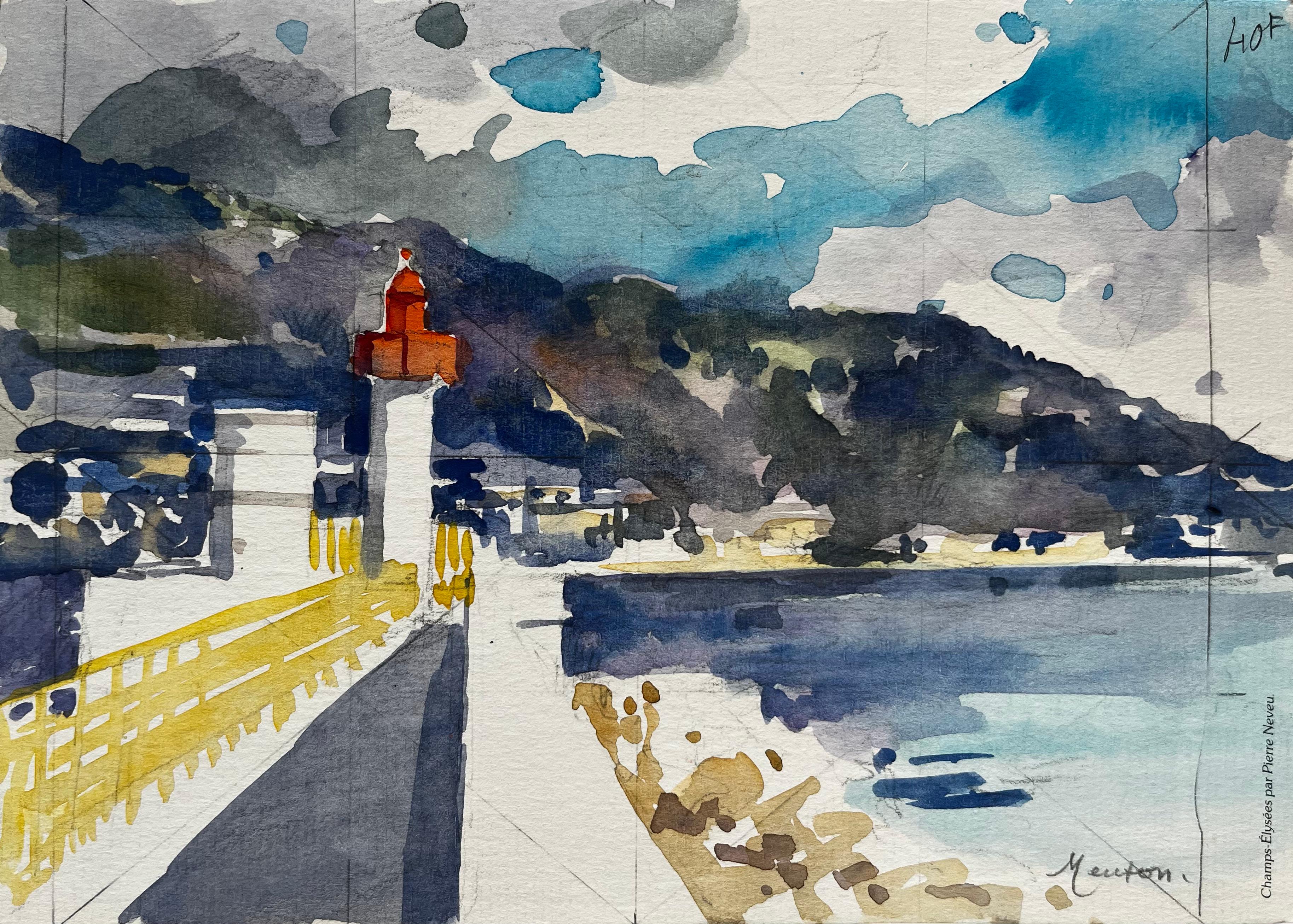 Phare de Menton Bord de mer méditerranéen avec montagnes Scène côtière française