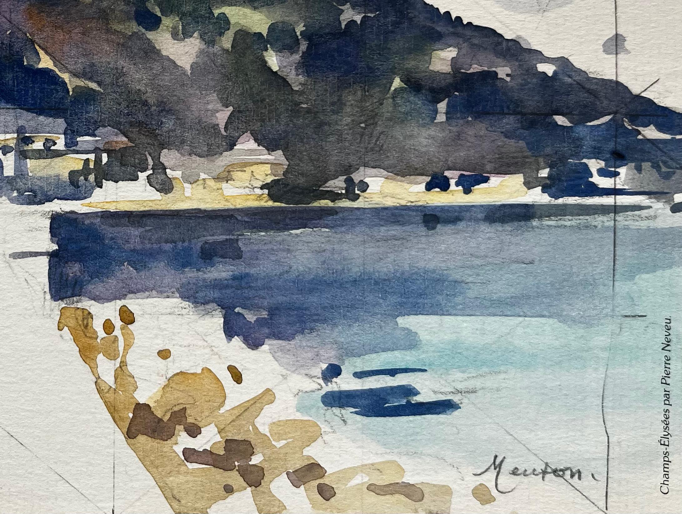 Menton Leuchtturm Mittelmeer mit Bergen Französische Küstenszenen im Angebot 1