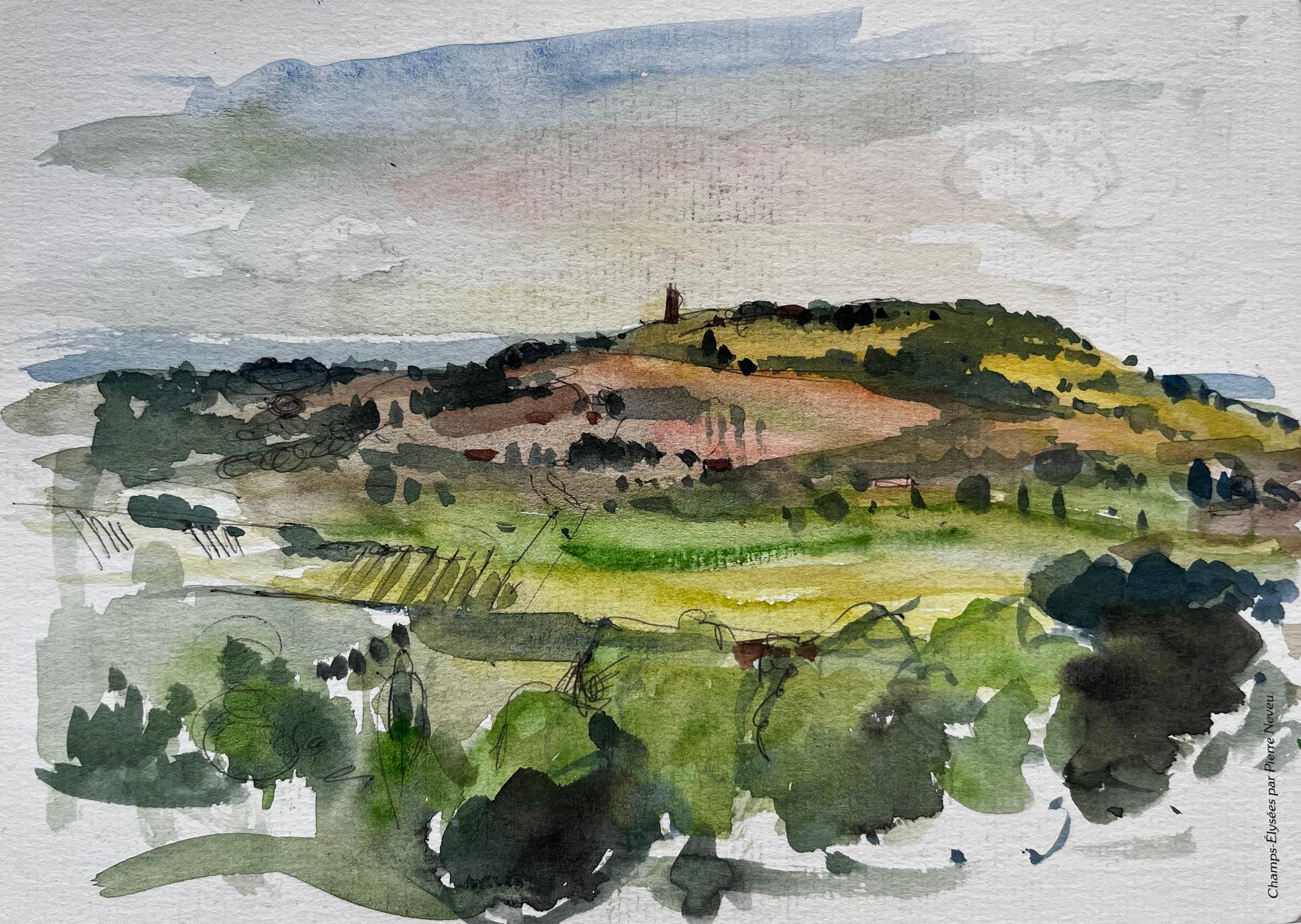 Roll
Hill della Provenza con torre lontana e campi verdeggianti Paesaggio francese