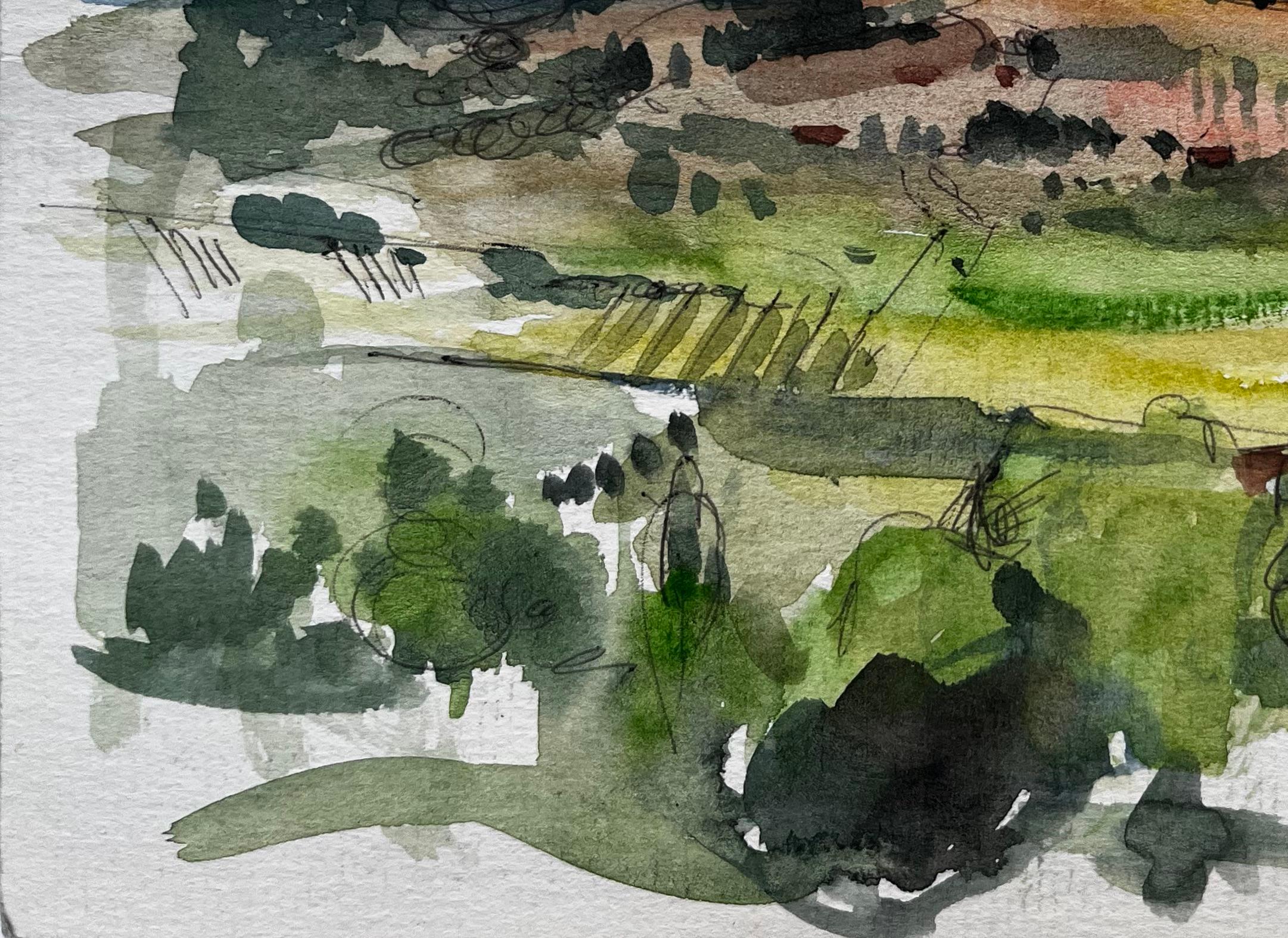 Roll & Hill della Provenza con torre lontana e campi verdeggianti Paesaggio francese in vendita 1