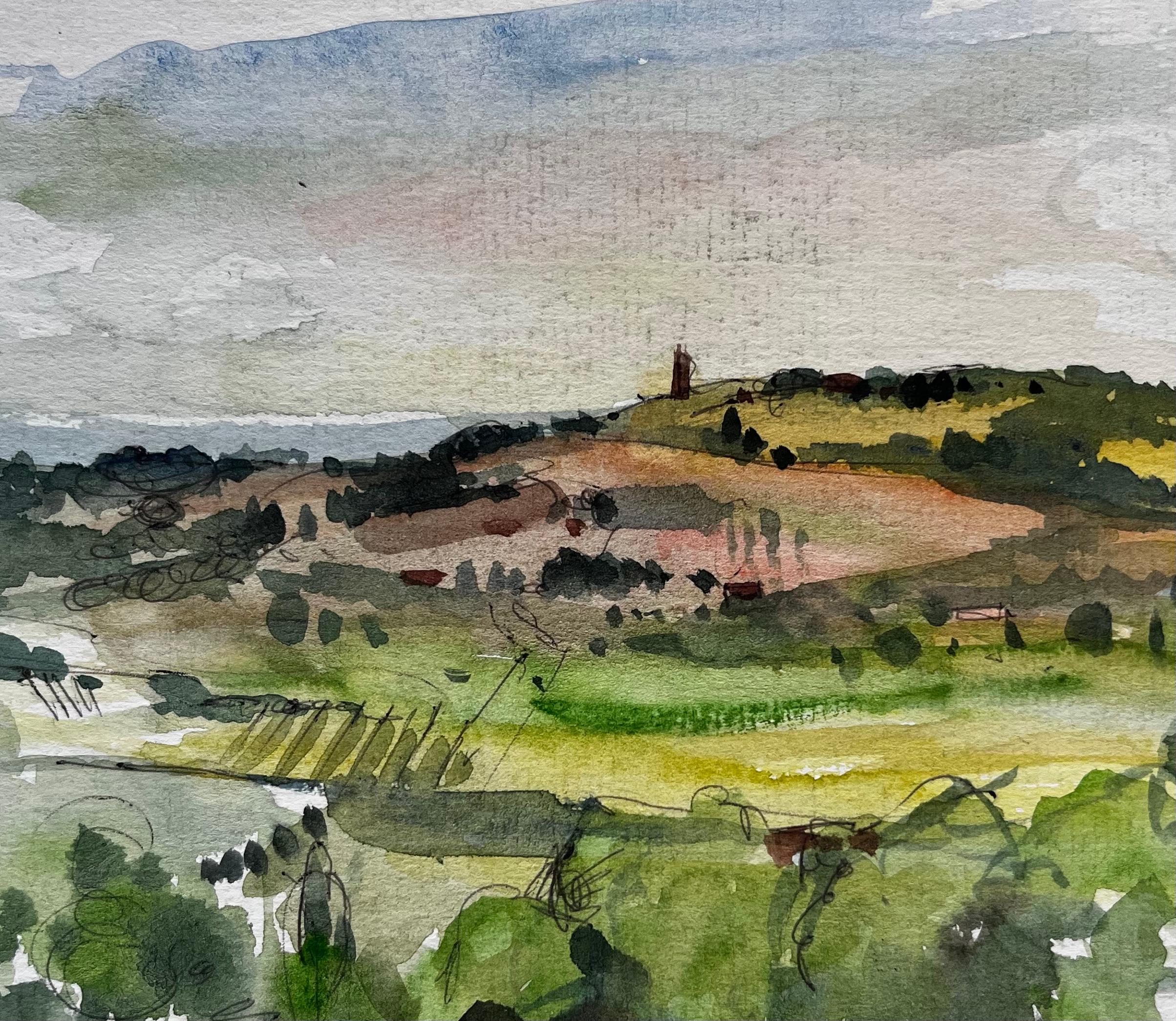 Roll & Hill della Provenza con torre lontana e campi verdeggianti Paesaggio francese in vendita 2