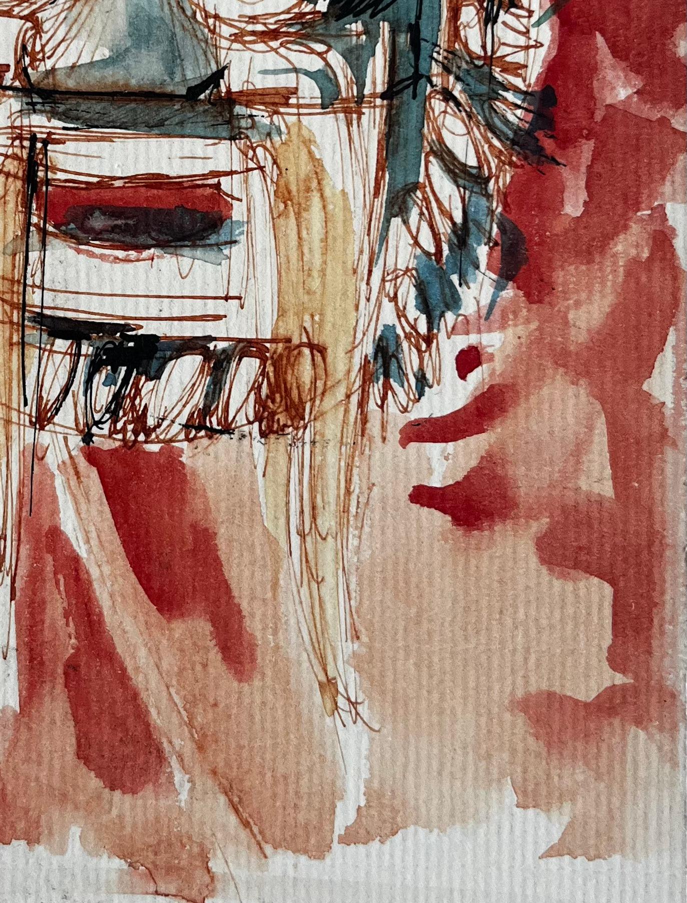 Titre : Étude de masque expressionniste Visage abstrait sur fond rouge Aquarelle
Artistics : Pierre Neveu (français né en 1929)
Support : Aquarelle sur carte, non encadrée
Taille (H x L) : 8.75 x 5.5 pouces
Condit : Bon dans l'ensemble, avec de