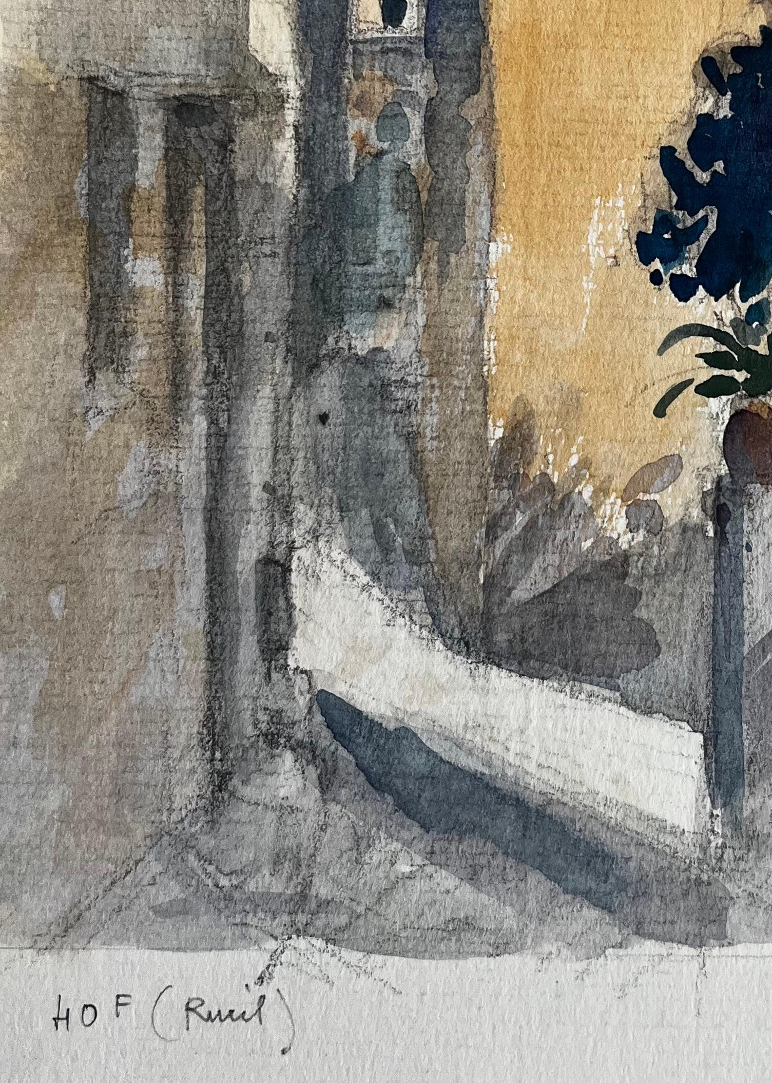 Strada provenzale illuminata dal sole con Ochre House e vicolo ombreggiato Scena di un villaggio francese in vendita 1