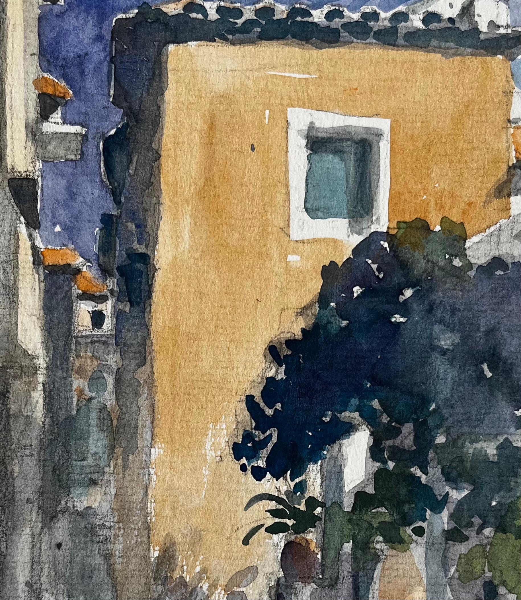 Strada provenzale illuminata dal sole con Ochre House e vicolo ombreggiato Scena di un villaggio francese in vendita 2