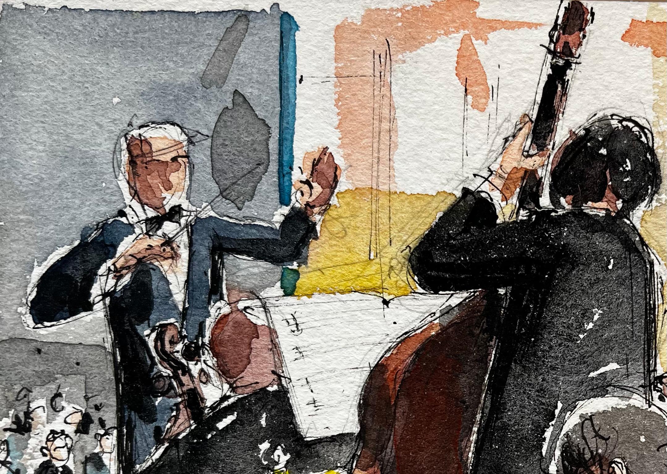Répétition de l'orchestre avec le chef et les musiciens Ensemble de musique classique - Post-impressionnisme Painting par Pierre Neveu