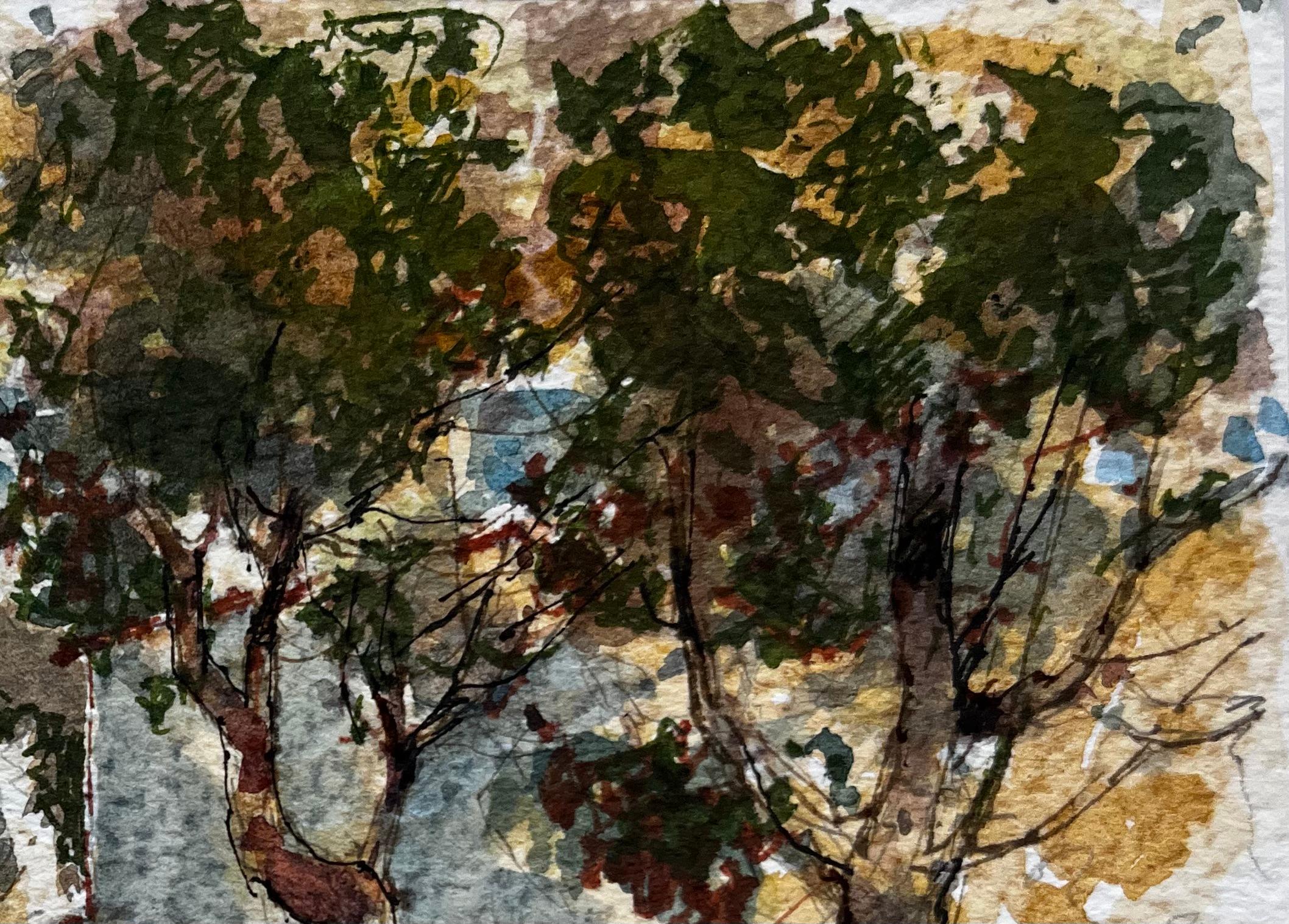 Titolo: Mentone, strada illuminata dal sole con alberi e colline lontane Acquerello
Artista: Pierre Neveu (francese, nato nel 1929)
Medium: Acquerello su carta d'artista senza cornice
Dimensioni (H. x L): 5,25 x 7,5 pollici
Firmato: In basso a