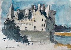 Chateau de Montsoreau Loire Valley French Castle Watercolor Landscape Artwork