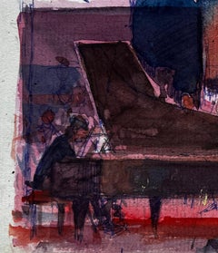 Concert Hall Pianist with Orchestra Grand Piano Musicians Performance Scene