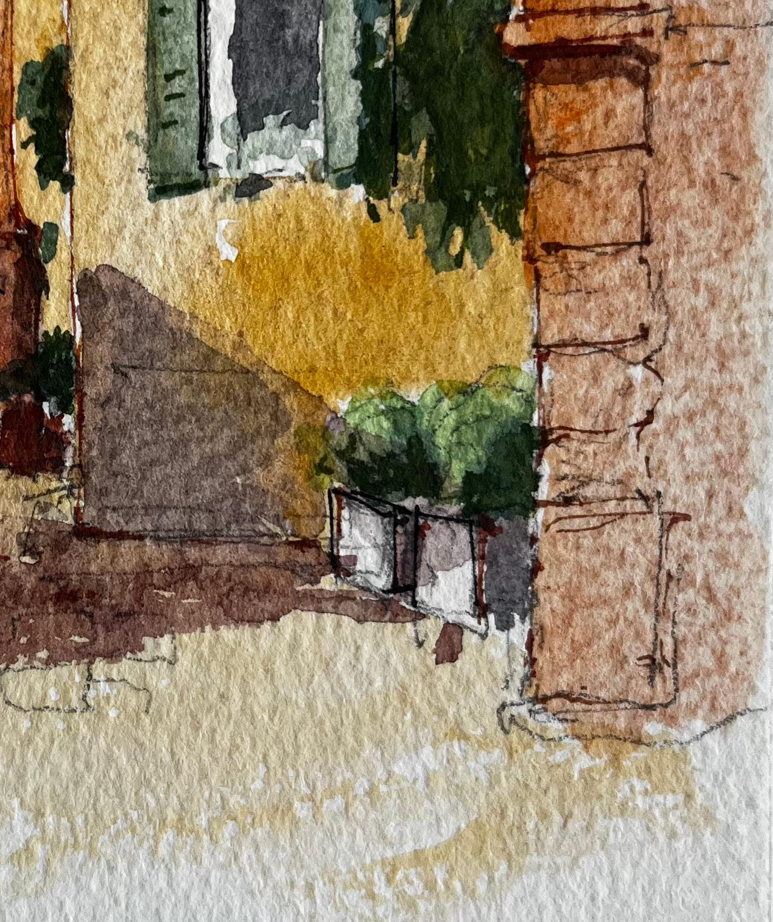 Titolo: Villaggio mediterraneo Arco di via illuminato dal sole Acquerello di Castellar
Artista: Pierre Neveu (francese, nato nel 1929)
Medium: Acquerello su carta da artisti, senza cornice
Dimensioni (H. x L): 7,5 x 5,25 pollici
con iscrizione