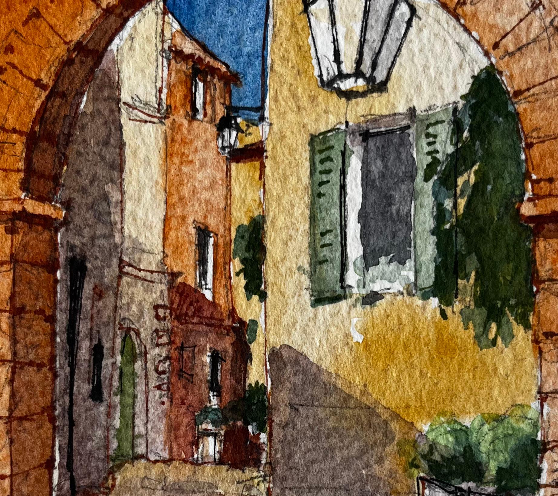 Villaggio mediterraneo Arco di ingresso illuminato dal sole Via Castellar Acquerello in vendita 2