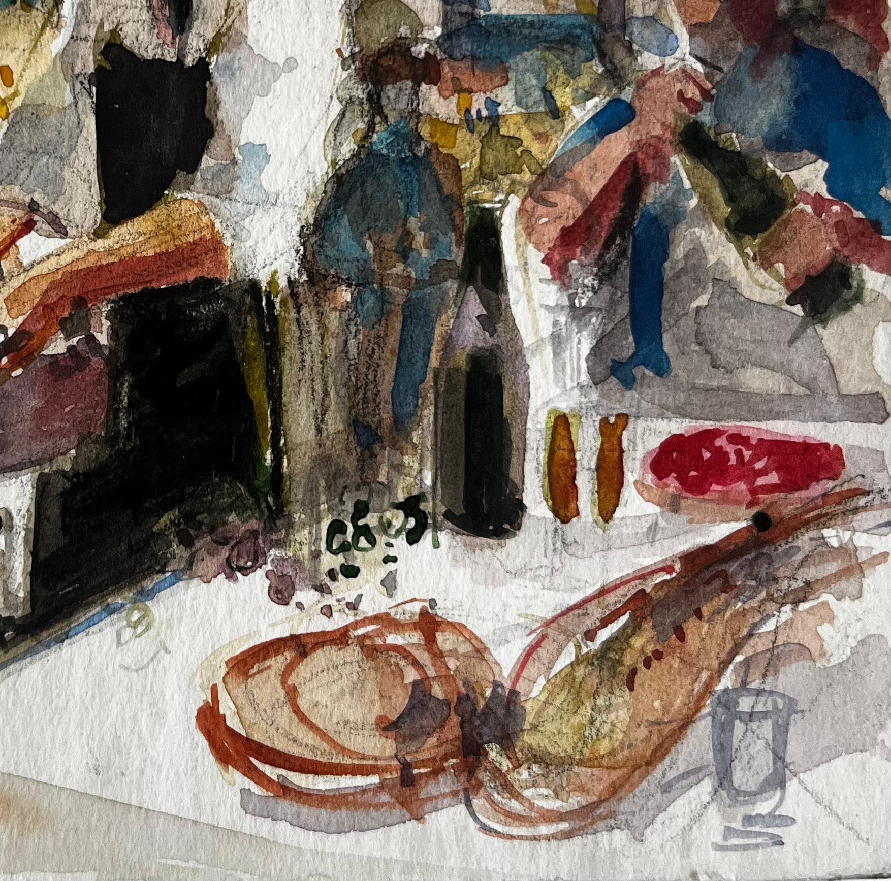 Titolo: Donna del mercato del villaggio che prepara i prodotti Acquerello rurale modernista francese
Artista: Pierre Neveu (francese, nato nel 1929)
Medium: Acquerello su cartoncino, senza cornice
Dimensioni (H. x L): 5,75 x 5,75 pollici
Firmato; in