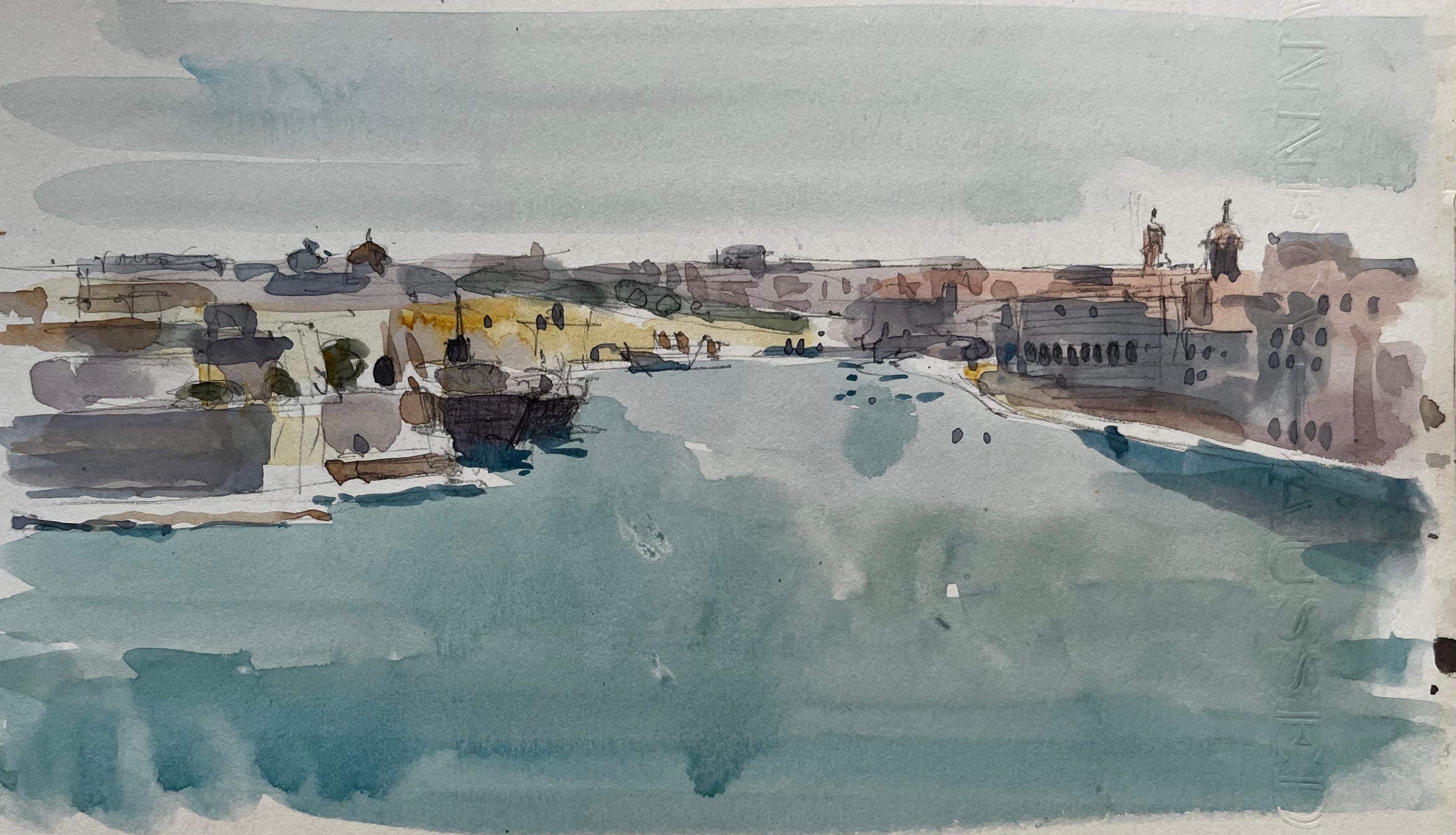 Titre : Malta Valletta Harbour Coastal Cityscape Aquarelle Gouache Pierre Neveu
Artistics : Pierre Neveu (français né en 1929)
Médium : Aquarelle et gouache sur papier d
artiste, non encadré
Taille (H x L) : 6,5 x 9,75 pouces
Inscrit en bas à gauche