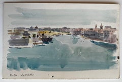 Malta La Valletta Porto Paesaggio costiero Acquerello Gouache Pierre Neveu
