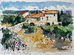 Francese Les Baux Agriturismo Paesaggio Provenza Campagna Acquerello