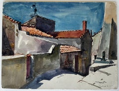 Cadenet Provence Village Rooftops Street Scene French Watercolour