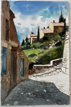 Buoux Provence Hillside Village Street Scene French Watercolour