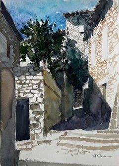 La Beaume Provence Village Rue Aquarelle Paysage Moderne Français