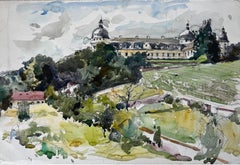 Formal Gardens and Pavilion Watercolor Pierre Neveu
