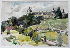 Formal Gardens and Pavilion Watercolor Pierre Neveu
