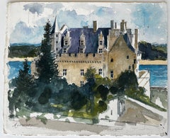 Montsoreau Village Riverside and Chateau Loire Valley French Watercolor