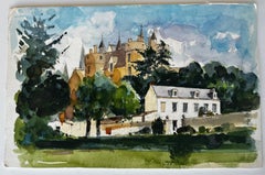 Montsoreau Chateau Loire Valley French Landscape Watercolor