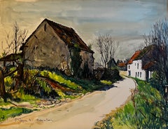 Belloy en France Village Road Landscape Watercolor Rural France Pierre Neveu