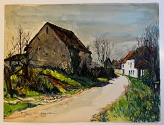 Belloy en France Village Road Landscape Watercolor Rural France Pierre Neveu