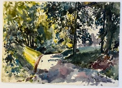 Auvers sur Oise Waldweg Landschaft Aquarell Französisch Impressionist