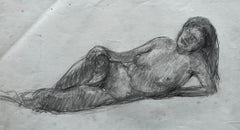 Mid Century French School Reclining Female Nude Life Study Drawing