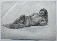 Mid Century French School Reclining Female Nude Life Study Drawing