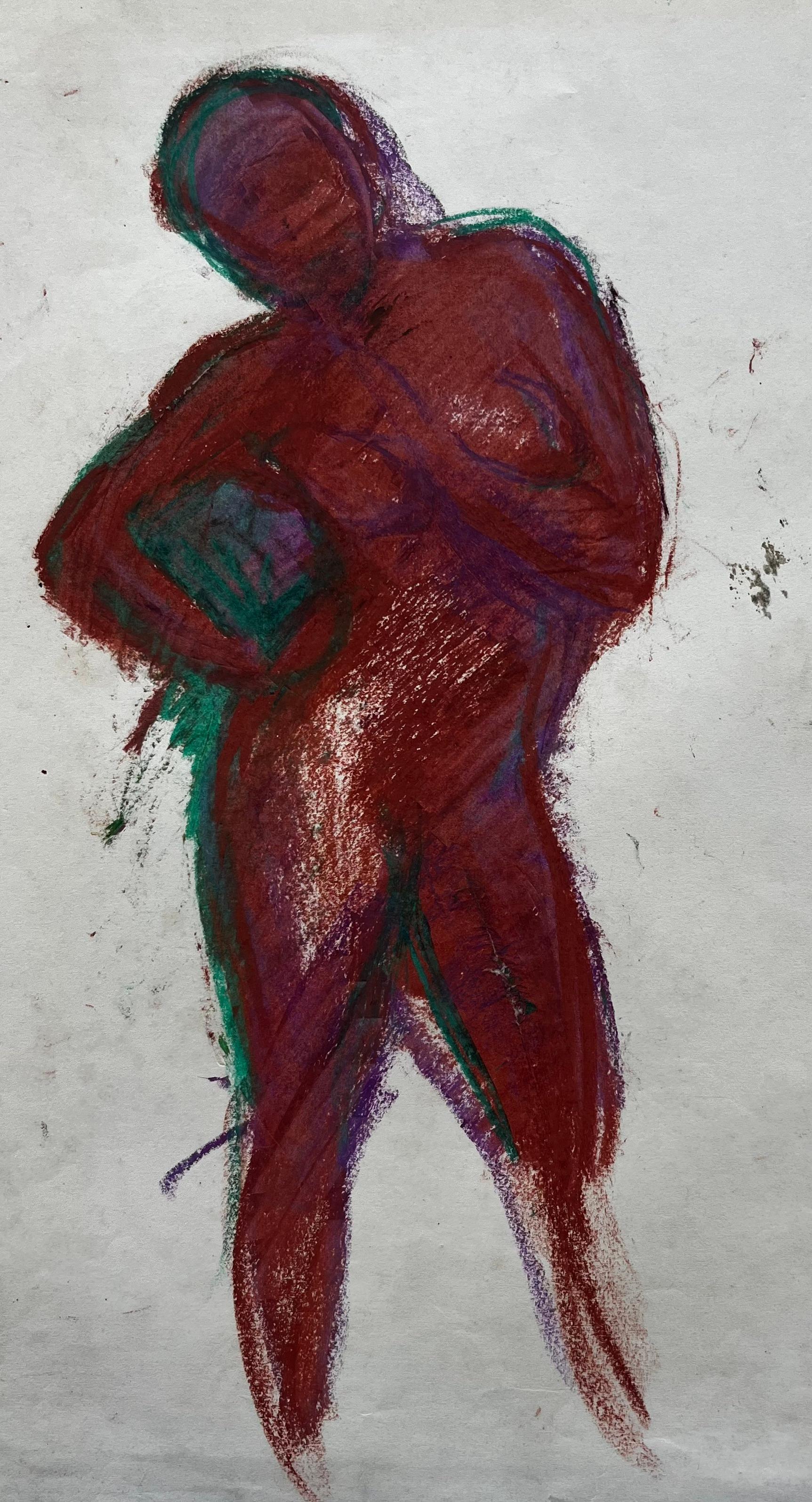 Mid Century French School Expressive Nude Figure Pastel Study