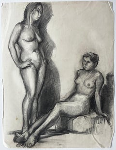 Mid Century French School Standing and Seated Nude Figure Study