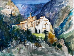 Peillon Provence Hilltop Village Acquerello Gouache Pierre Neveu