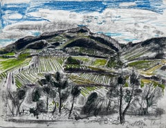 Provenza Viñedo Paisaje montañoso Pastel Pierre Neveu