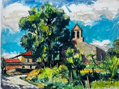 Provence Village Church Bell Tower Gouache Pierre Neveu