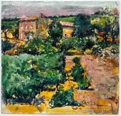 Lourmarin Luberon Provence Farmhouse Orchard Landscape Watercolour