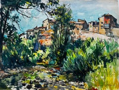 La Tour d'Aigues Provence Dorf Flusslandschaft Aquarell