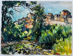 La Tour d'Aigues Provence Dorf Flusslandschaft Aquarell
